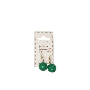 Faux Jade Drop Dangle Pierced Earrings Green Beaded Bead 91924